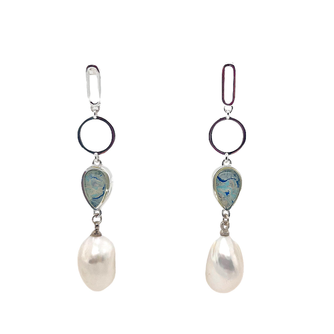 Maria Pearl Earrings | Silver