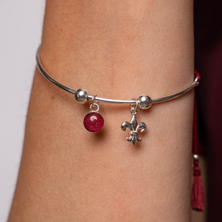 Fleur De Lis Bianca Bracelet | Silver | Red + Burgundy